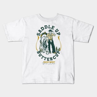 Saddle Up Buttercup: Cool Retro Western Rodeo Cowboy Kids T-Shirt